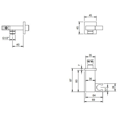 Villeroy & Boch Universal Showers kvadratinis rankinio dušelio laikiklis, pasirenkama spalva