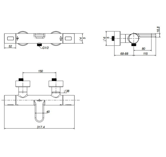 Villeroy & Boch termostatinis vonios maišytuvas, pasirenkama spalva
