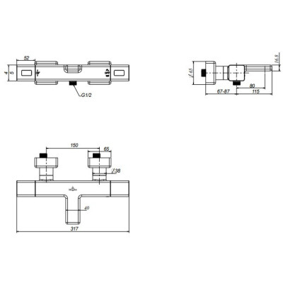 Villeroy & Boch termostatinis kvadratinis vonios maišytuvas, pasirenkama spalva