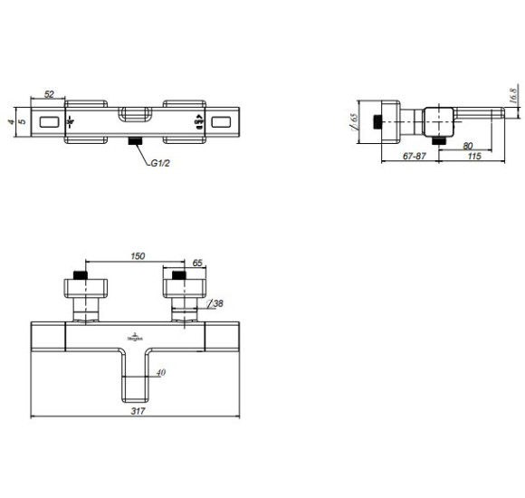 Villeroy & Boch termostatinis kvadratinis vonios maišytuvas, pasirenkama spalva