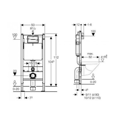 Geberit DUOFIX potinkinis WC rėmas 111.320.00.5 (h-1.12 m)