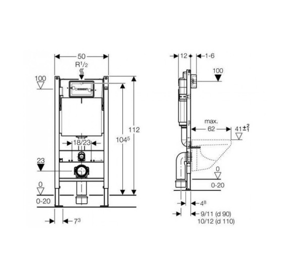 Geberit DUOFIX potinkinis WC rėmas 111.320.00.5 (h-1.12 m)