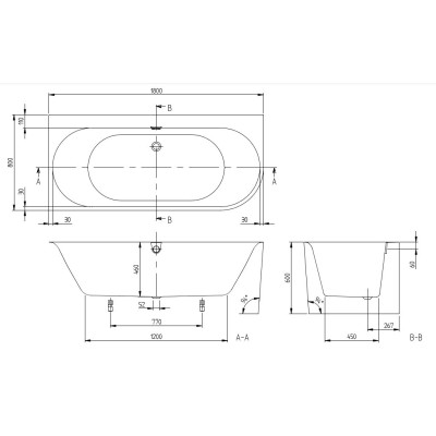 Villeroy&Boch Oberon 2.1 Quaryl kampinė vonia, 180x80 cm