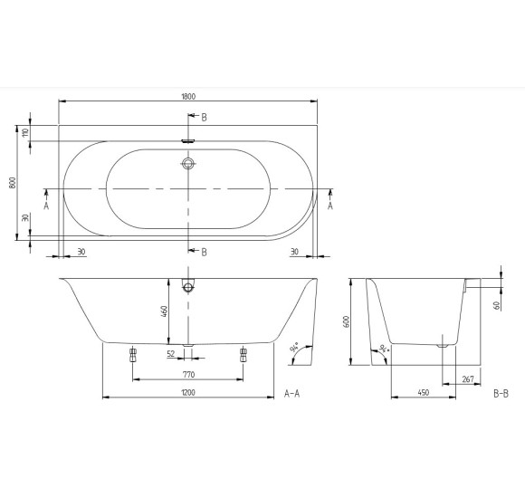 Villeroy&Boch Oberon 2.1 Quaryl kampinė vonia, 180x80 cm