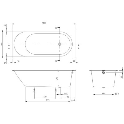 Villeroy & Boch vonia Oberon 2.0 180x80 cm, pasirenkama spalva