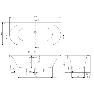 Villeroy & Boch vonia Loop & Friends 180x80 cm, dešininė, pasirenkama spalva