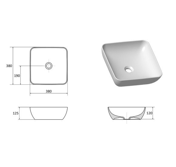 IŠPARDAVIMAS. Ravak Keraminis praustuvas UNI 380 S SLIM XJX01138001
