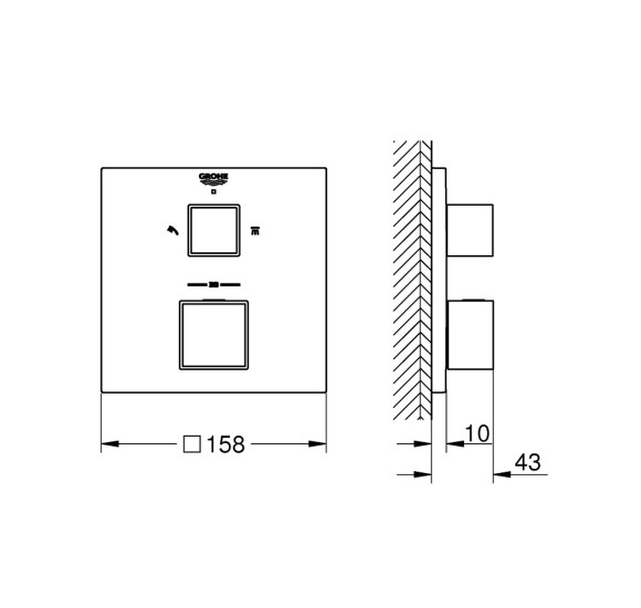 IŠPARDAVIMAS. Grohe Grohtherm Cube potinkinis termostatinis maišytuvas, 2 krypčių išbėgimas