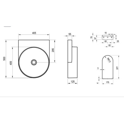 RAVAK Yard 400 pakabinamas praustuvas, be skylės maišytuvui