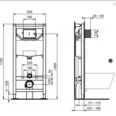 3in1 Ideal Standard Tesi klozeto komplektas su "soft close" dangčiu ir WC rėmu (juodos sp.)