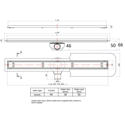 H+M dušo latako komplektas su įklijuojama plytele (pasirenkamas dydis)