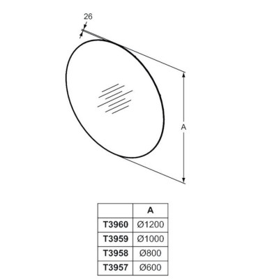 Ideal Standard Conca apvalus veidrodis su galiniu apšvietimu, pasirinkite dydį