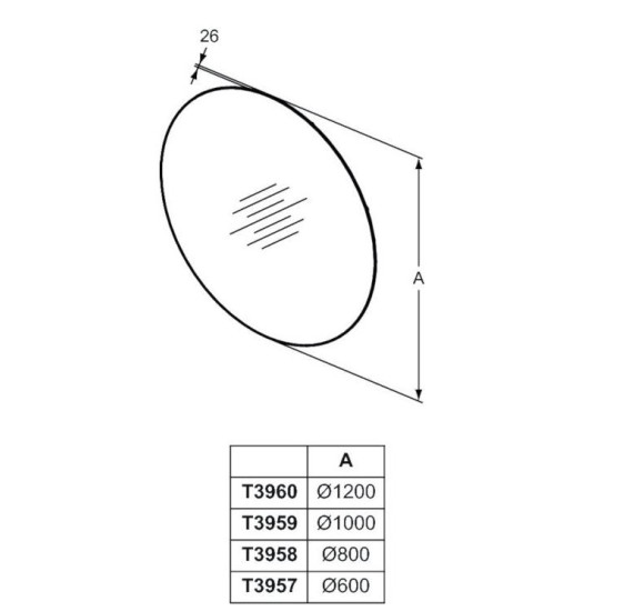 Ideal Standard Conca apvalus veidrodis su galiniu apšvietimu, pasirinkite dydį