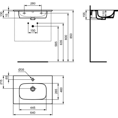 Ideal Standard i.Life A praustuvas (baldams arba kabinti) 640x460mm, baltos sp.