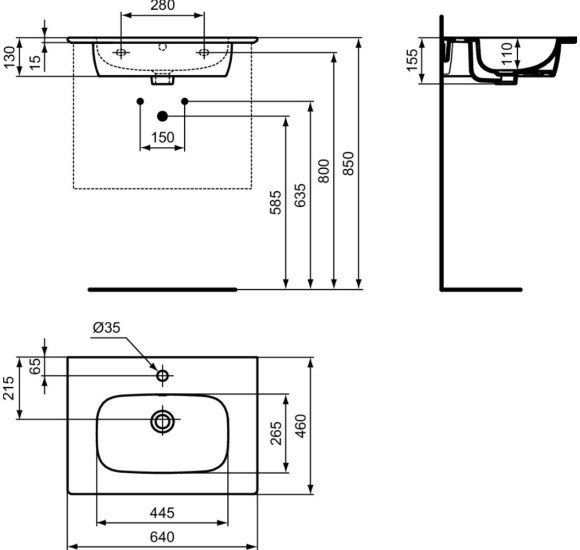Ideal Standard i.Life A praustuvas (baldams arba kabinti) 640x460mm, baltos sp.
