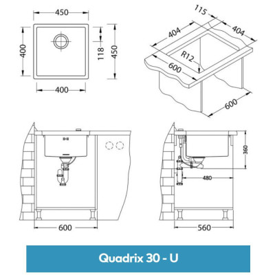 ALVEUS Quadrix 30 nerūdijančio plieno plautuvė