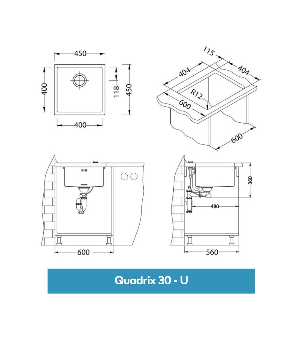 ALVEUS Quadrix 30 nerūdijančio plieno plautuvė