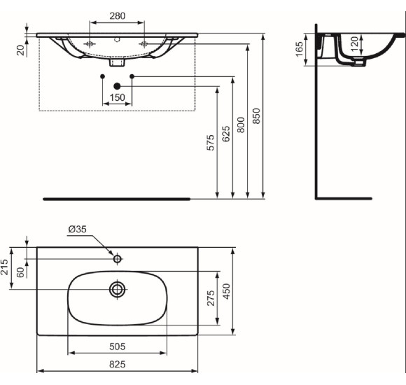 IŠPARDAVIMAS. Ideal Standard Tesi baldinis praustuvas, 80 cm