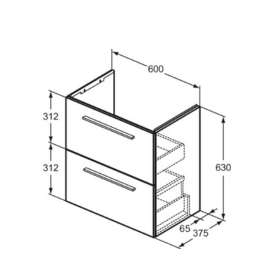 Ideal Standard i.Life S 60x37,5cm Kompaktinė, pakabinama vonios spintelė (pasirenkamos spalvos)