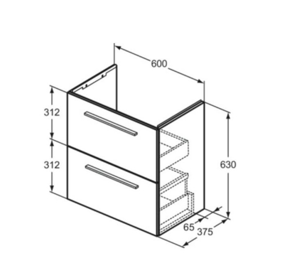 Ideal Standard i.Life S 60x37,5cm Kompaktinė, pakabinama vonios spintelė (pasirenkamos spalvos)