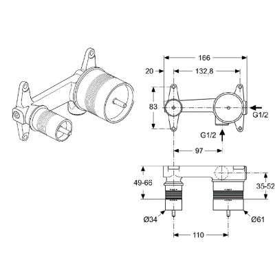Ideal Standard potinkinė praustuvo maišytuvo dalis, A5948NU