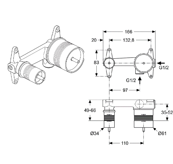 Ideal Standard potinkinė praustuvo maišytuvo dalis, A5948NU