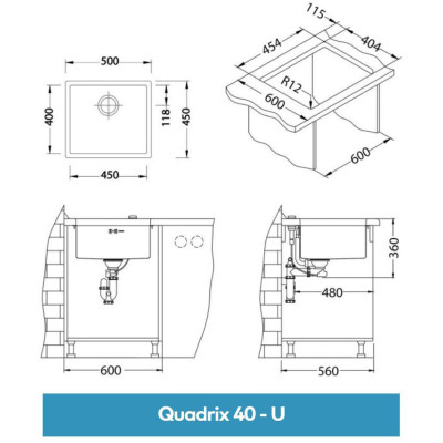 ALVEUS Quadrix 40 nerūdijančio plieno plautuvė