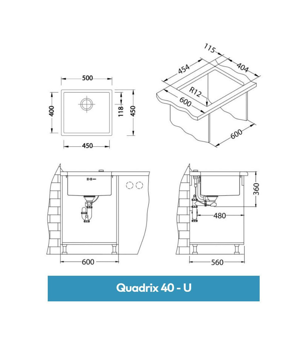 ALVEUS Quadrix 40 nerūdijančio plieno plautuvė
