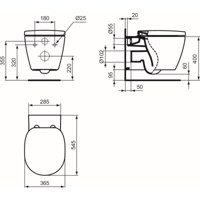 Ideal Standard Connect pakabinamas klozetas (be dangčio)