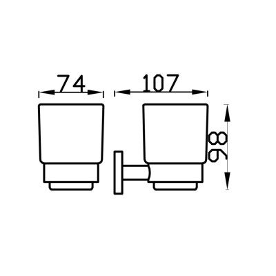 IŠPARDAVIMAS. Bocchi Piave dantų šepetėlio stiklinaitė, chromo sp.