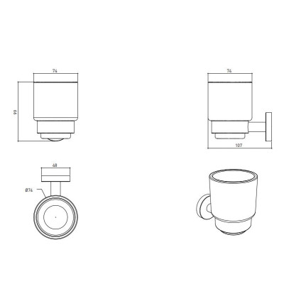 IŠPARDAVIMAS. Bocchi Piave dantų šepetėlio stiklinaitė, chromo sp.
