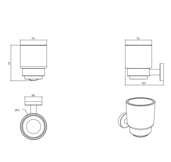 IŠPARDAVIMAS. Bocchi Piave dantų šepetėlio stiklinaitė, chromo sp.