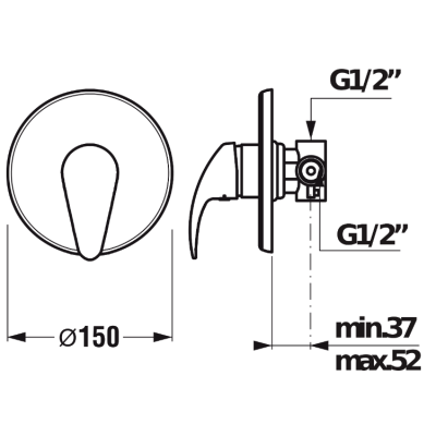 IŠPARDAVIMAS. Jika Lyra potinkinis viensvirtis maišytuvas su potinkine dalimi, blizgus chromas