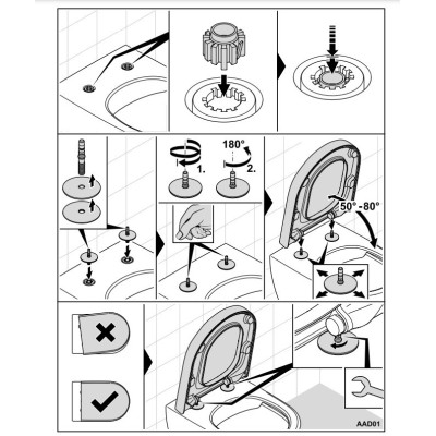 Villeroy&Boch Subway 2.0 Klozeto dangčio tvirtinimai prie keramikos