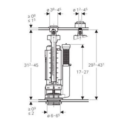 Villeroy&Boch universalus laisvai pastatomo klozeto nuleidimo mechanizmo vožtuvas su mygtuku
