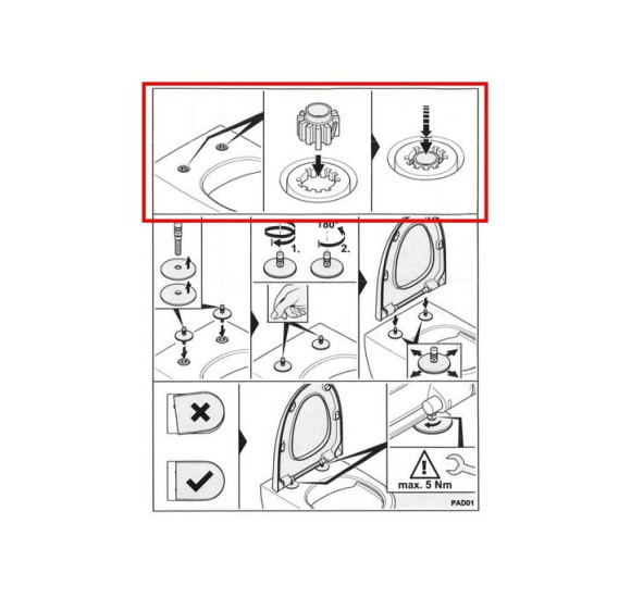 Villeroy&Boch Vario įvorės dangčio tvirtinimui į SupraFix 3.0