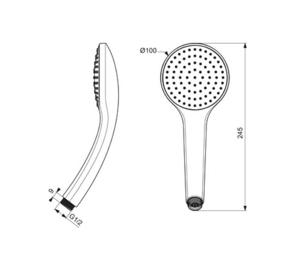IŠPARDAVIMAS. Ideal Standard Idealrain Soft rankinė dušo galvutė 100 mm, viena funkcija, matinė juoda