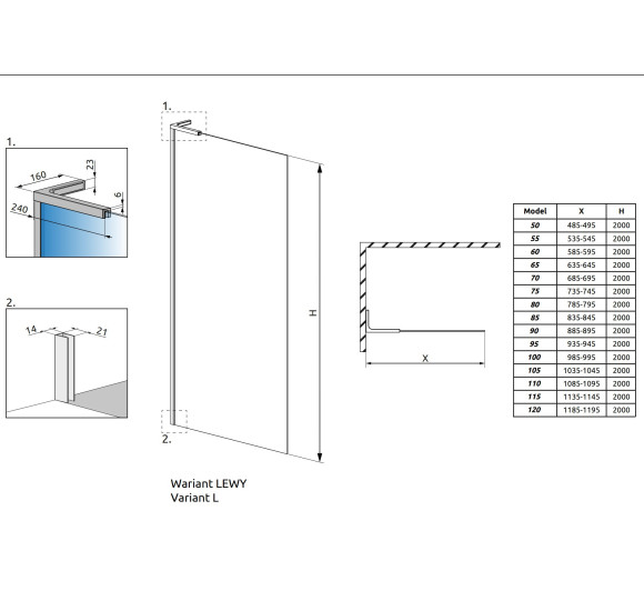 Radaway Modo SL Black II nejudanti dušo sienelė