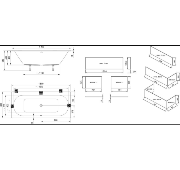 Ravak City Slim 180x80 cm, stačiakampė vonia, akrilas