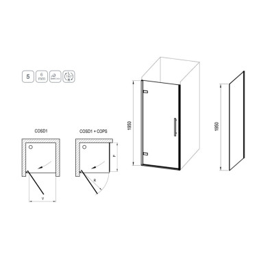 RAVAK Dušo kabina Cool! COSD1 + COPS (pasirinkite profilių spalvą)