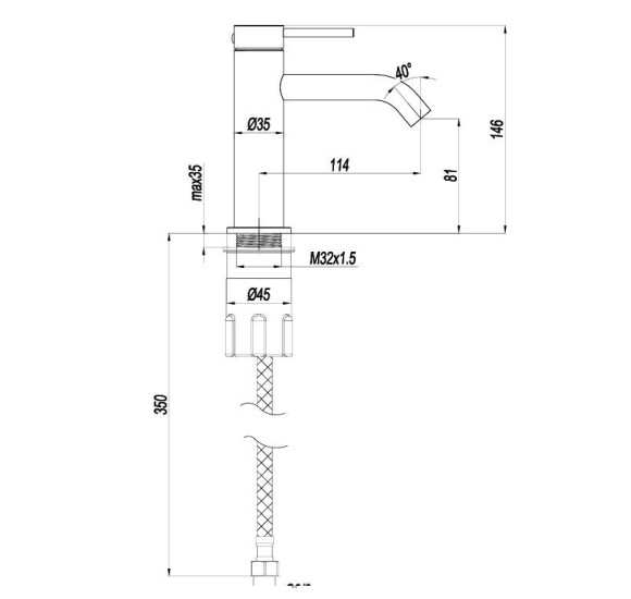 QD MagistroLab TREK praustuvo maišytuvas iš nerūdijančio plieno