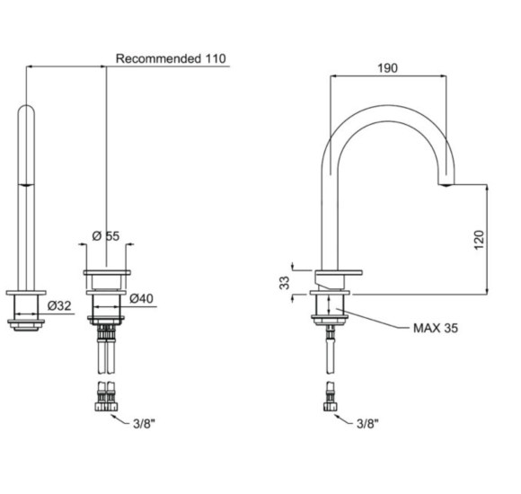 QD MagistroLab Smile dviejų dalių praustuvo maišytuvas, pasirenkama spalva