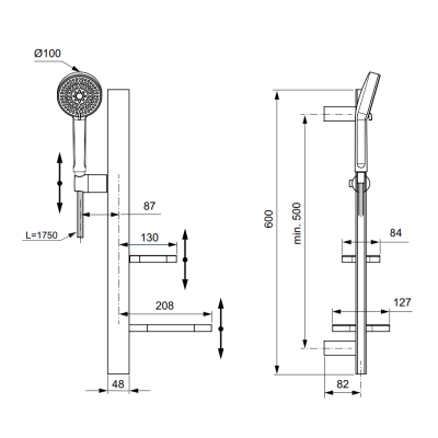 Ideal Standard ALU+ dušo komplektas, BD586,  Juoda matinė