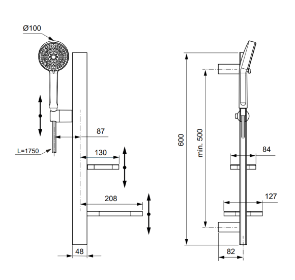 Ideal Standard ALU+ dušo komplektas, BD586,  Juoda matinė