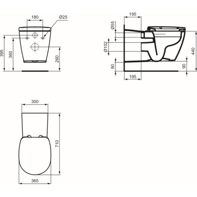 Ideal Standard CONNECT pakabinamas unitazas žmonėms su spec. poreikiais 70x36 cm, baltas