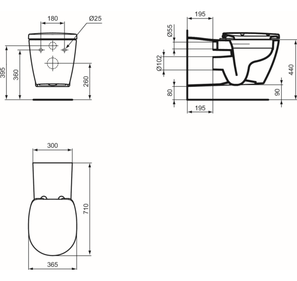 Ideal Standard CONNECT pakabinamas unitazas žmonėms su spec. poreikiais 70x36 cm, baltas