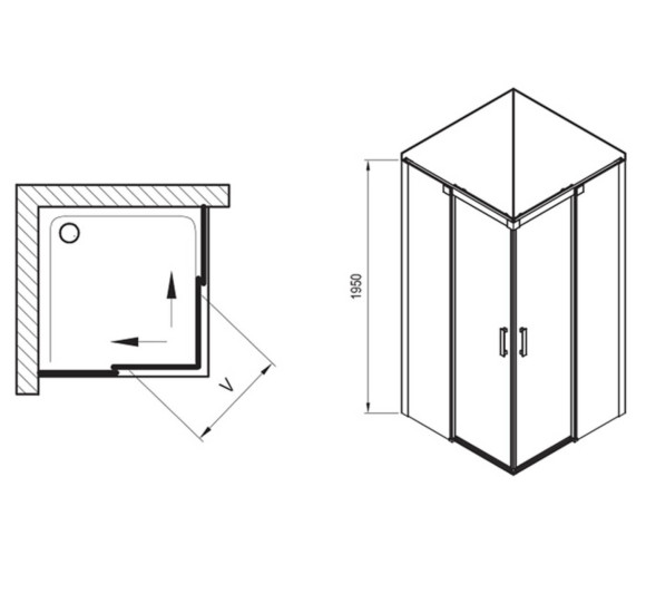 Ravak Dušo kabina Matrix MSRV4 80x80cm, pasirinkite profilių spalvą