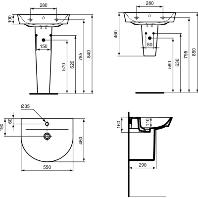 Ideal Standard Connect air praustuvas, 55 cm