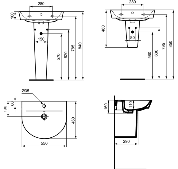Ideal Standard Connect air praustuvas, 55 cm