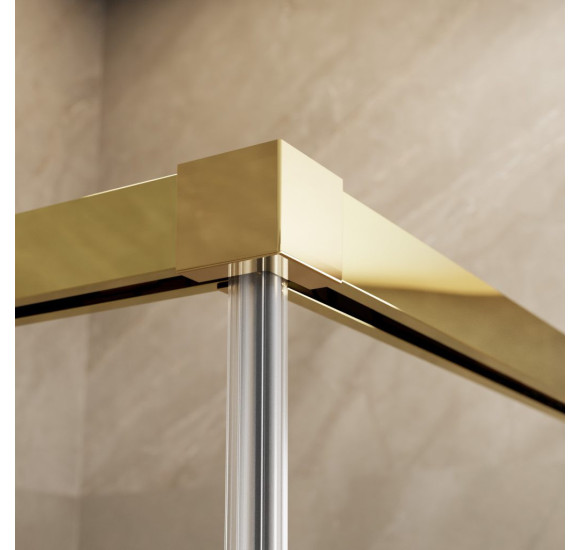 Radaway Idea KDD kampinė dušo kabina 90x90cm, aukso spalvos profiliai, skaidrus stiklas